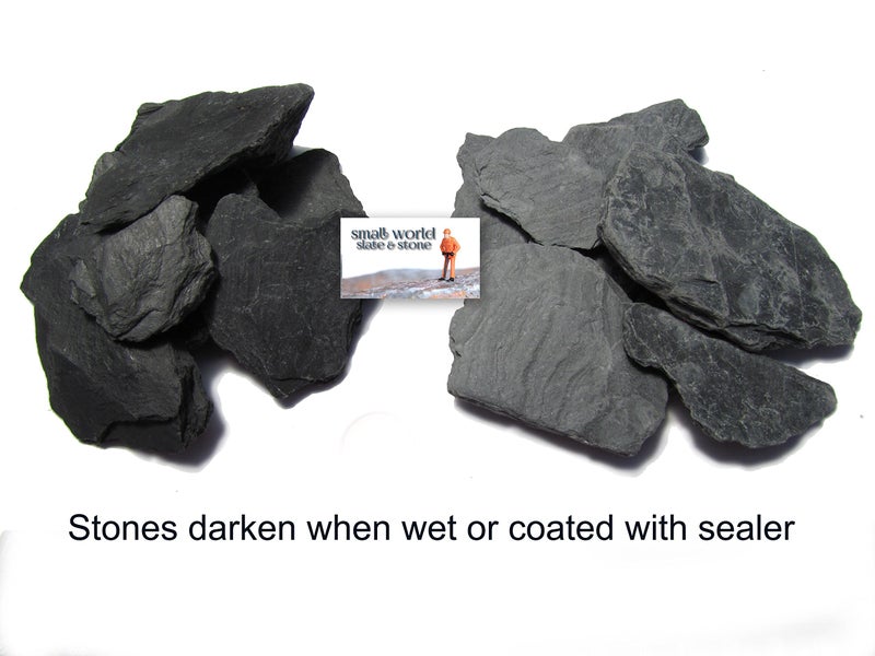 Small World Slate & Stone حجر الأردواز الطبيعي - 1/2 إلى 1 بوصة. الحجم المثالي للحدائق المصغرة أو حدائق الجنيات، الأحواض، الزواحف، التيراريوم، السكك الحديدية النموذجية، الديوراما وألعاب الحرب (1 رطل رمادي) - Image 3